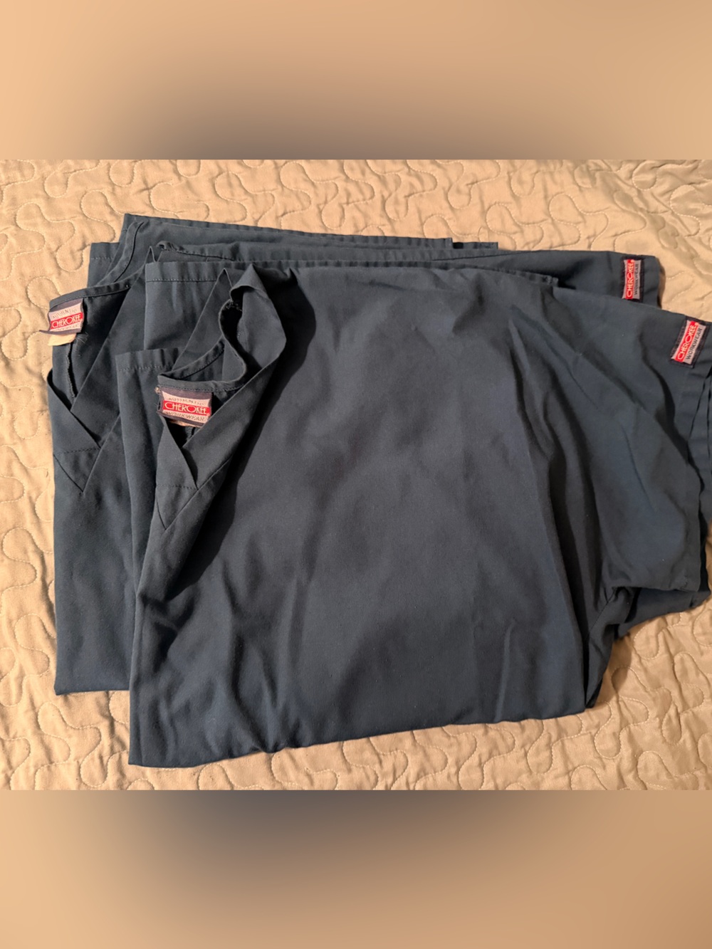 Set of 2 Cherokee V-Neck Scrub Top in Teal Blue